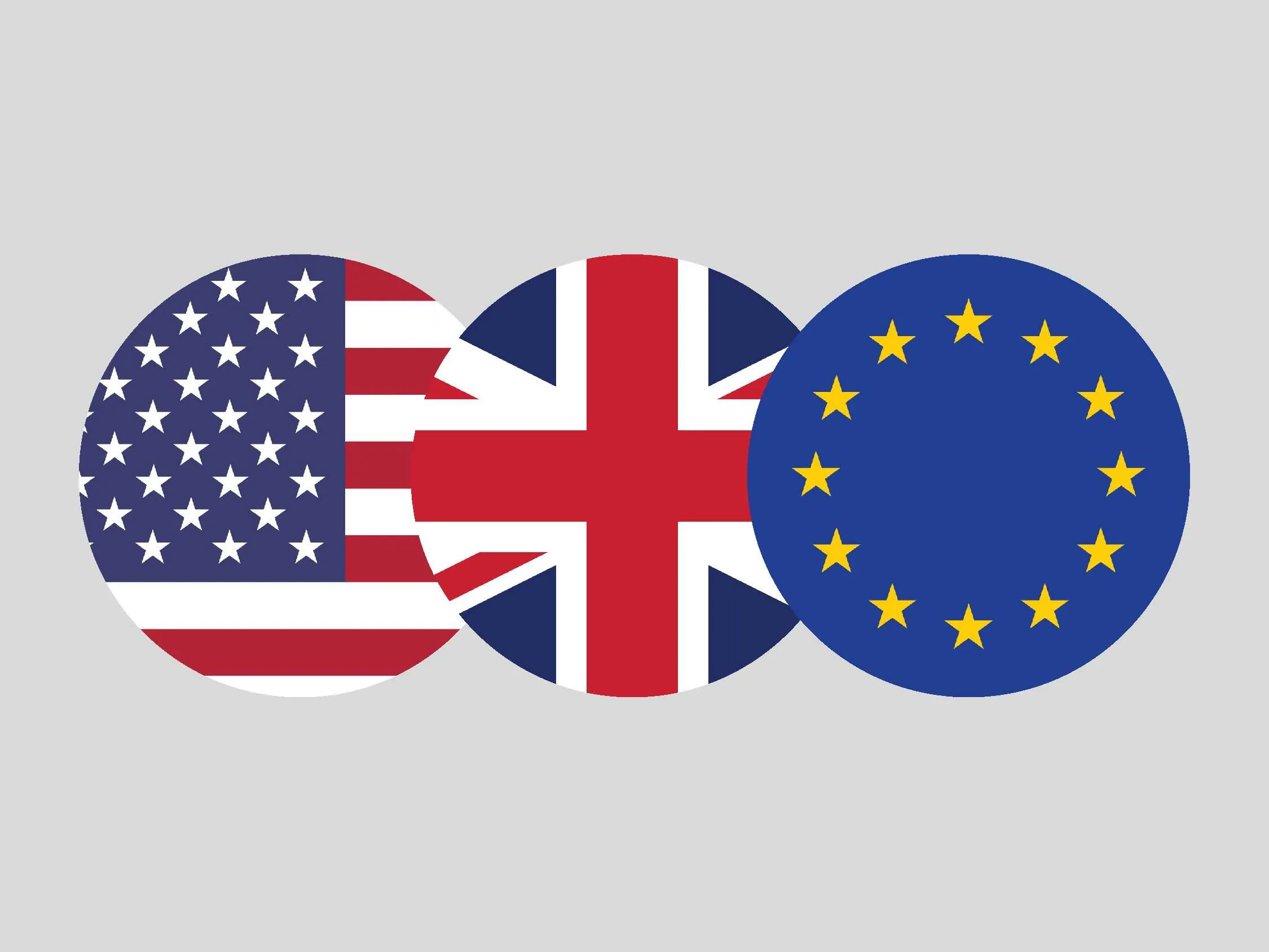 Flags of the UK, USA, and European Union indicate the Pound Sterling, US Dollar, or Euro currency.